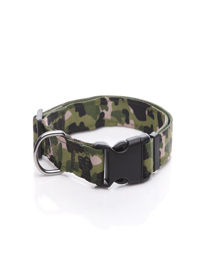 TAIDA Dog Collar, Nylon Camouflage Adjustable Collar, 1 Inch Wide, for Large Medium Dog (Green) - Image 1